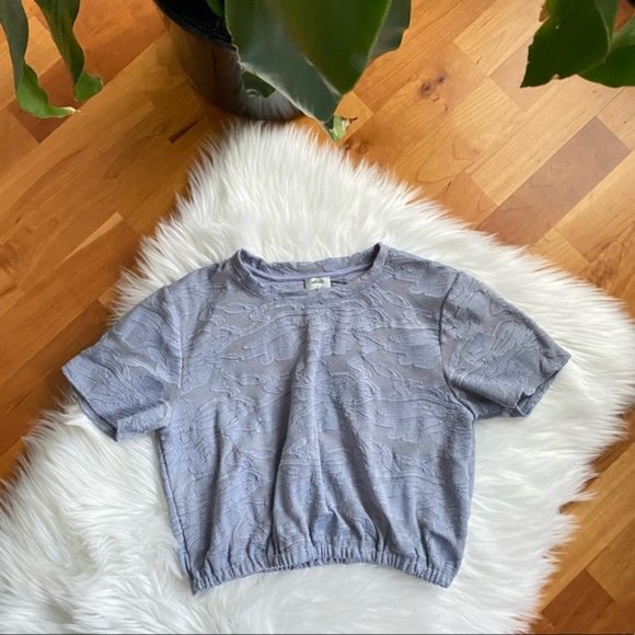 WILFRED Blue Lace Piaf Crop Top T-shirt - Picture 2 of 6